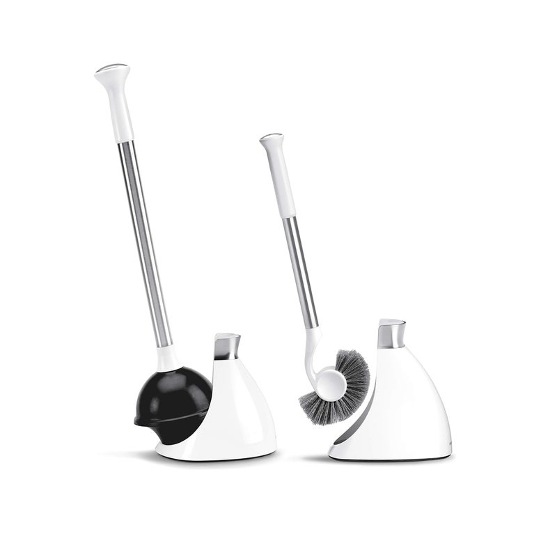 simplehuman Plunger and Toilet Brush Bundle, White - Image 1